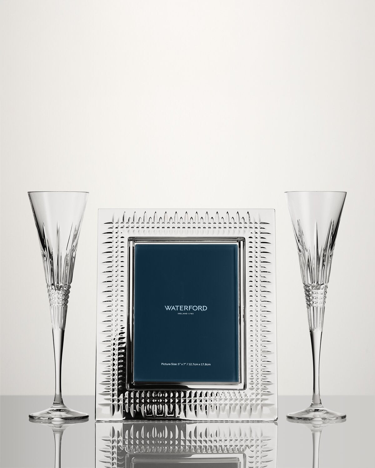 Lismore Diamond 5x7 Picture Frame & Toasting Flutes, Set of 2