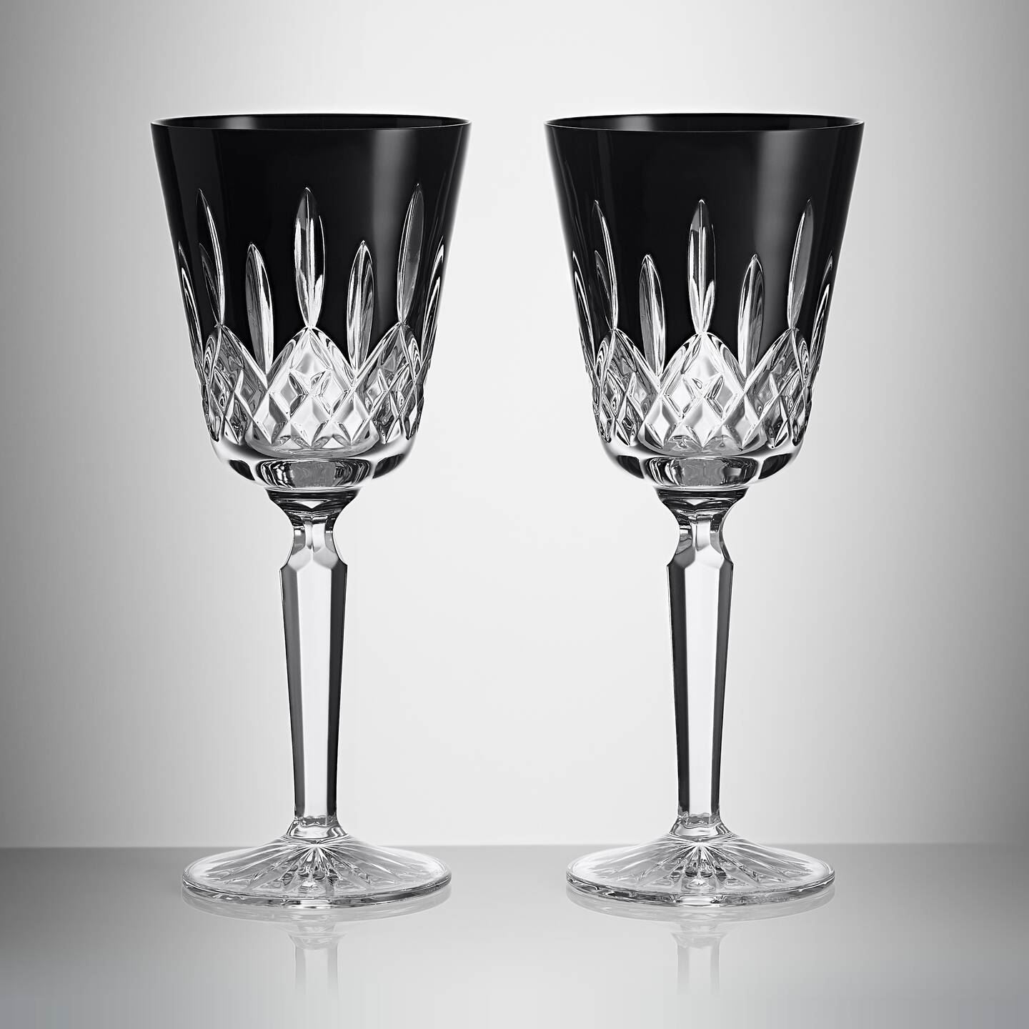 Waterford Lismore Black Crystal Martini Glasses - Set of 2