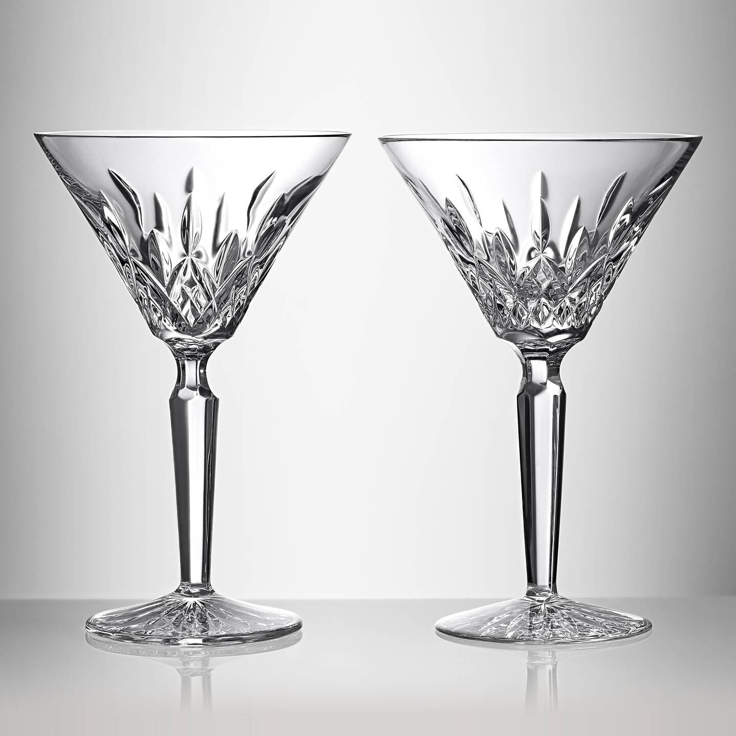 Set of 2 Waterford 8oz. Hand Made Crystal Martini Glasses