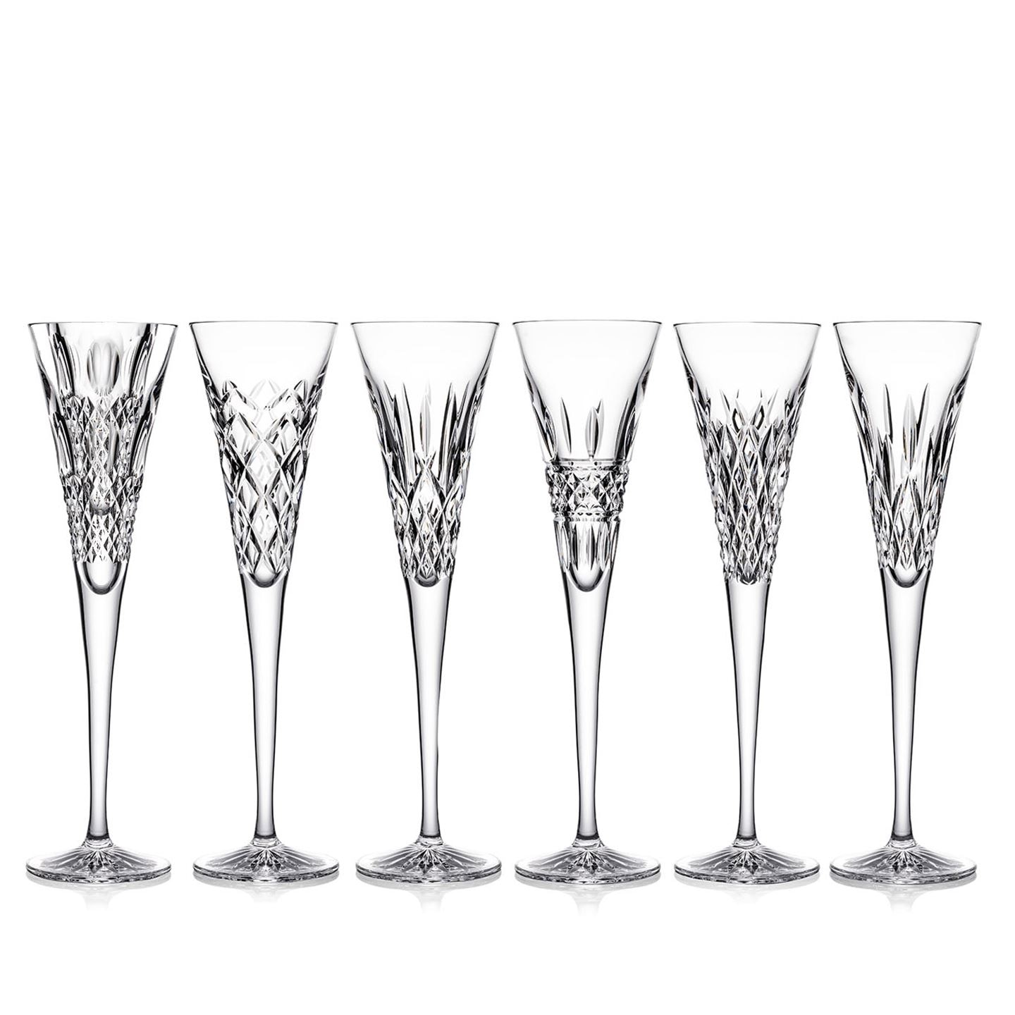 Crystal Champagne Stem Flutes, Set of 6 - Hudson Grace