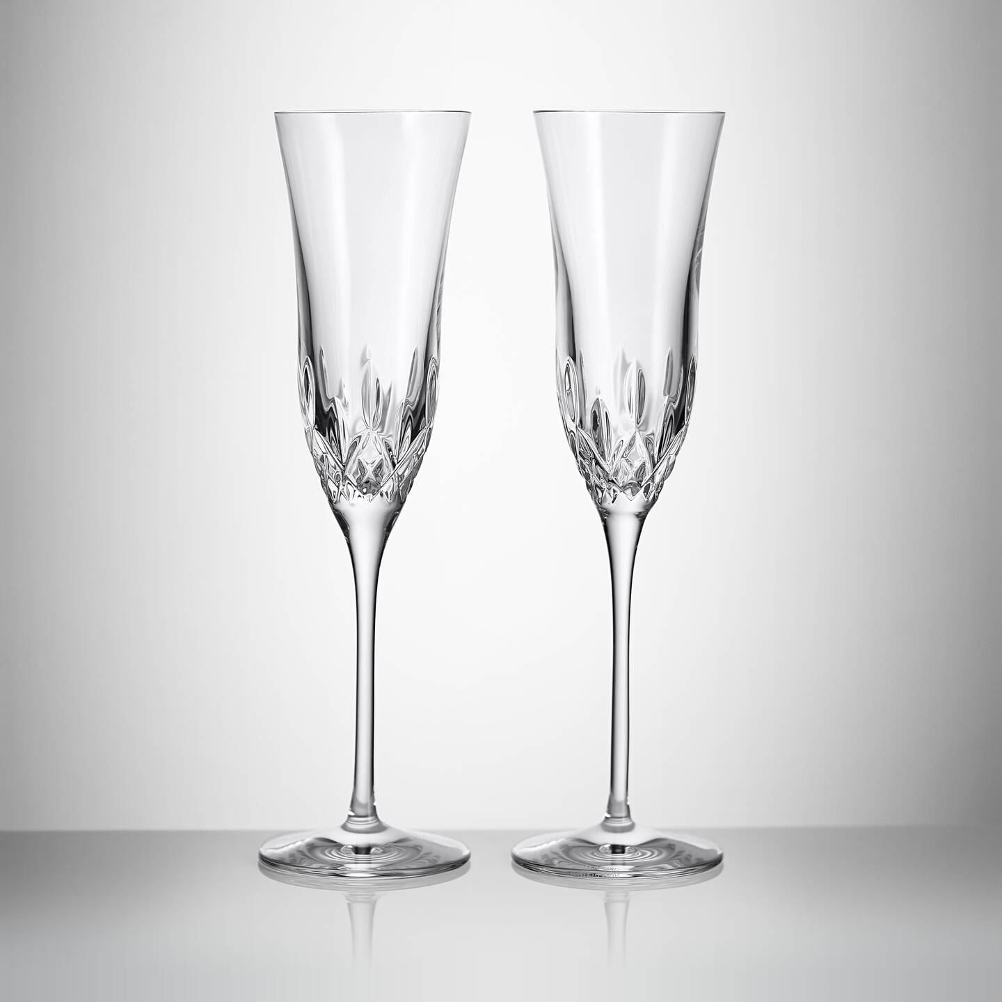 Vintage Tall Trumpet Fluted Champagne Glasses, Set of 2, Wedding