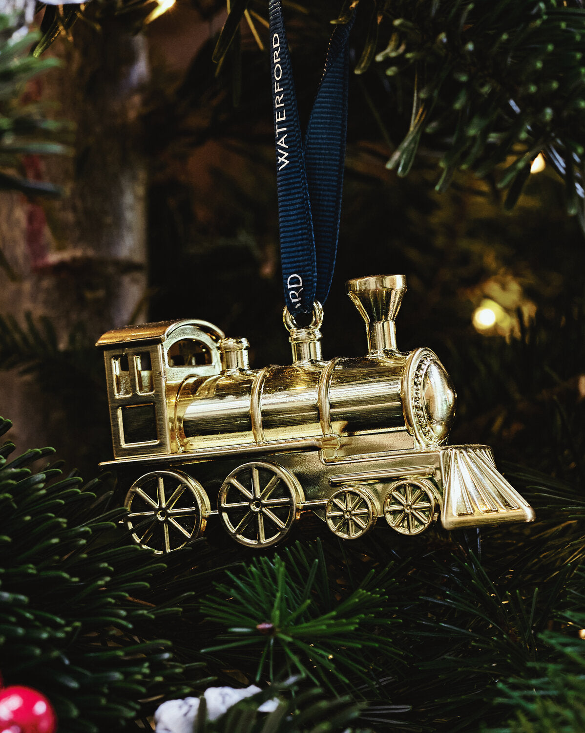 Christmas Steam Train Golden Ornament