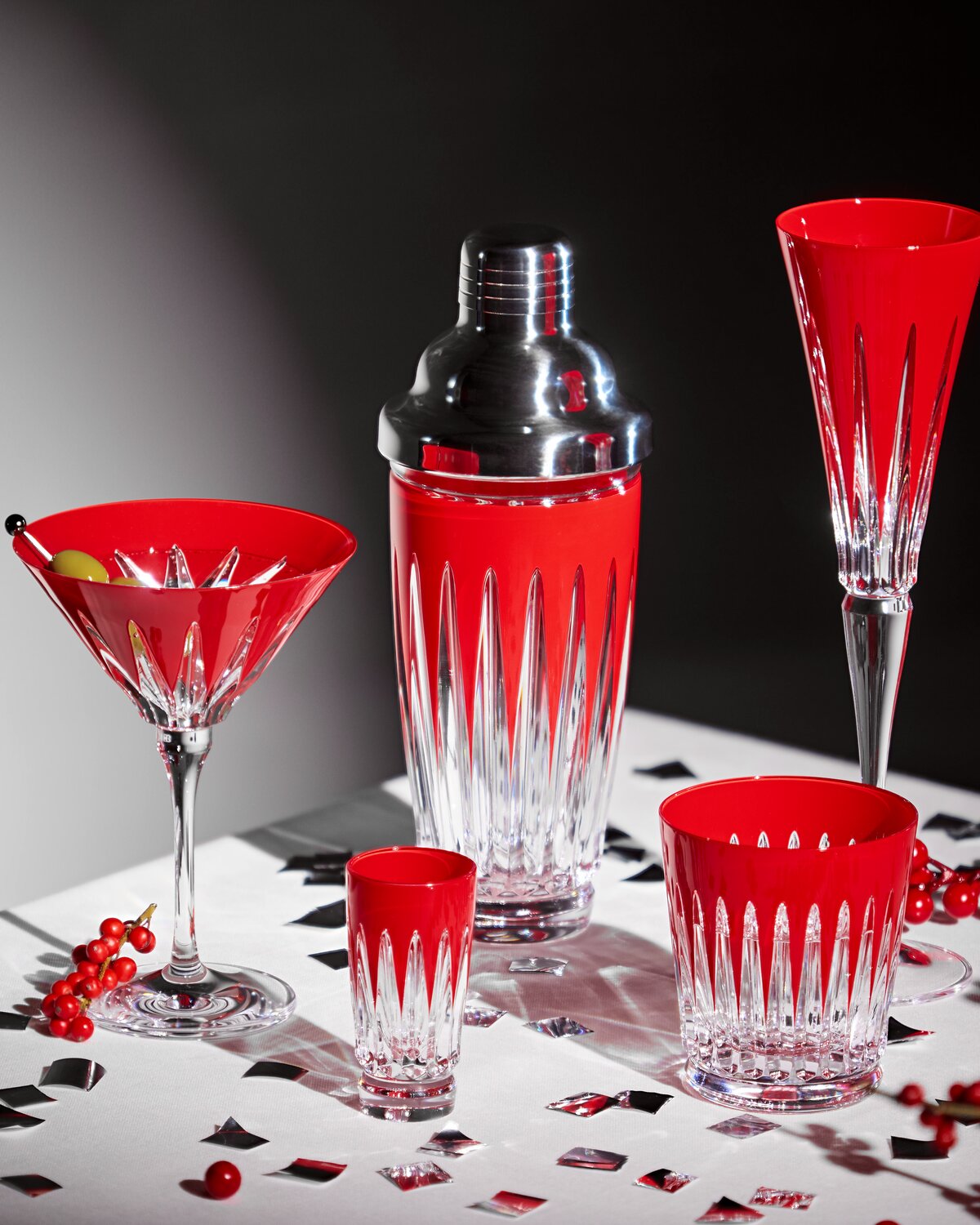 New Year 2026 Firework Red Shot Glasses, Set of 2