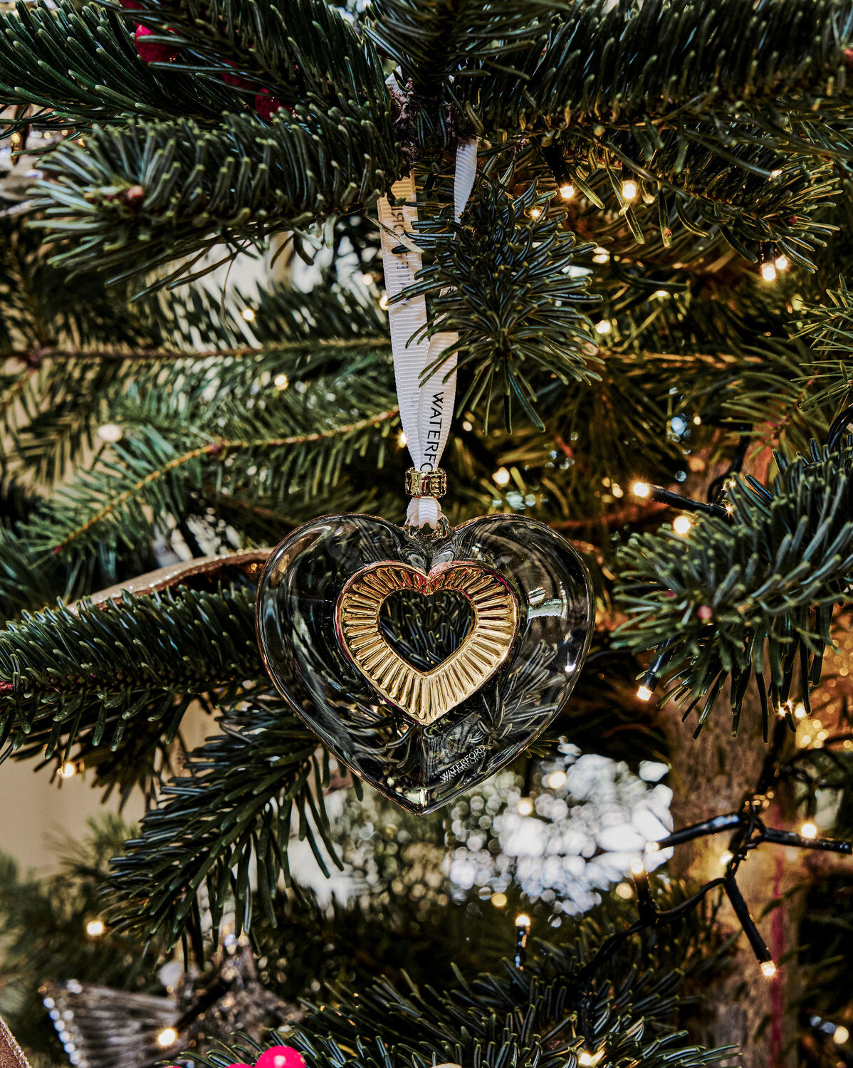 Christmas Heart With Gold Ornament | Waterford