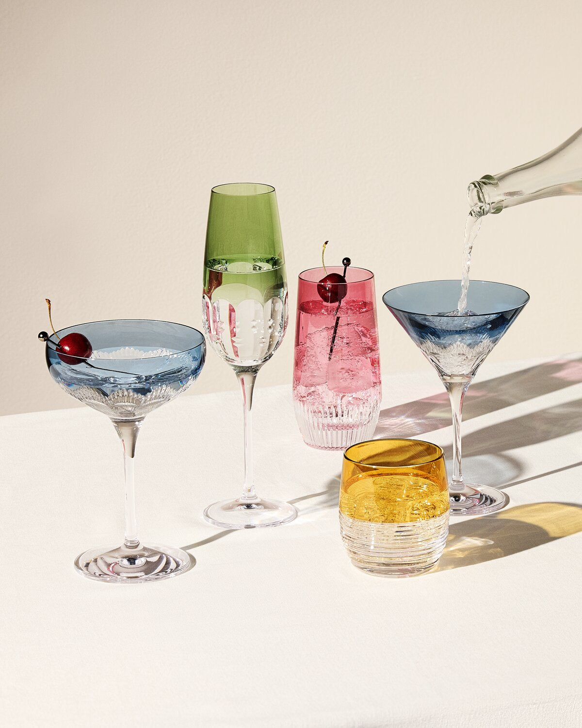 Mixology Color Highball, Mixed Set of 4