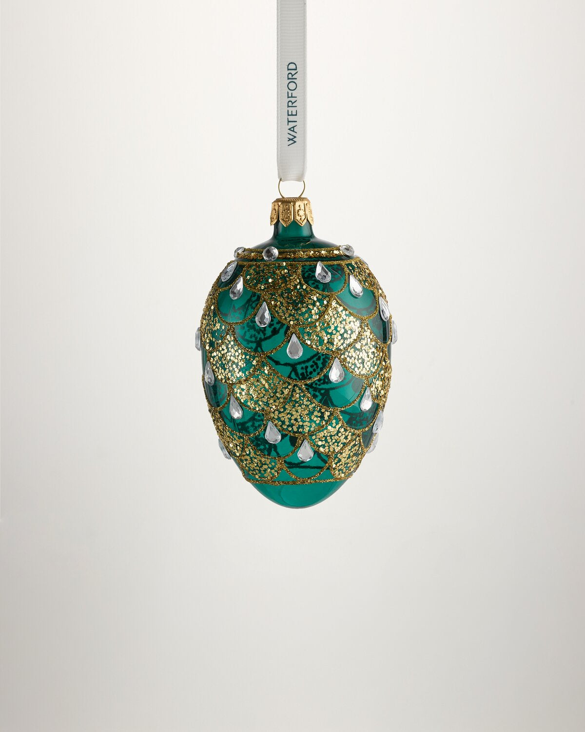 Christmas Holiday Heirlooms Green Gold Oval Ornament