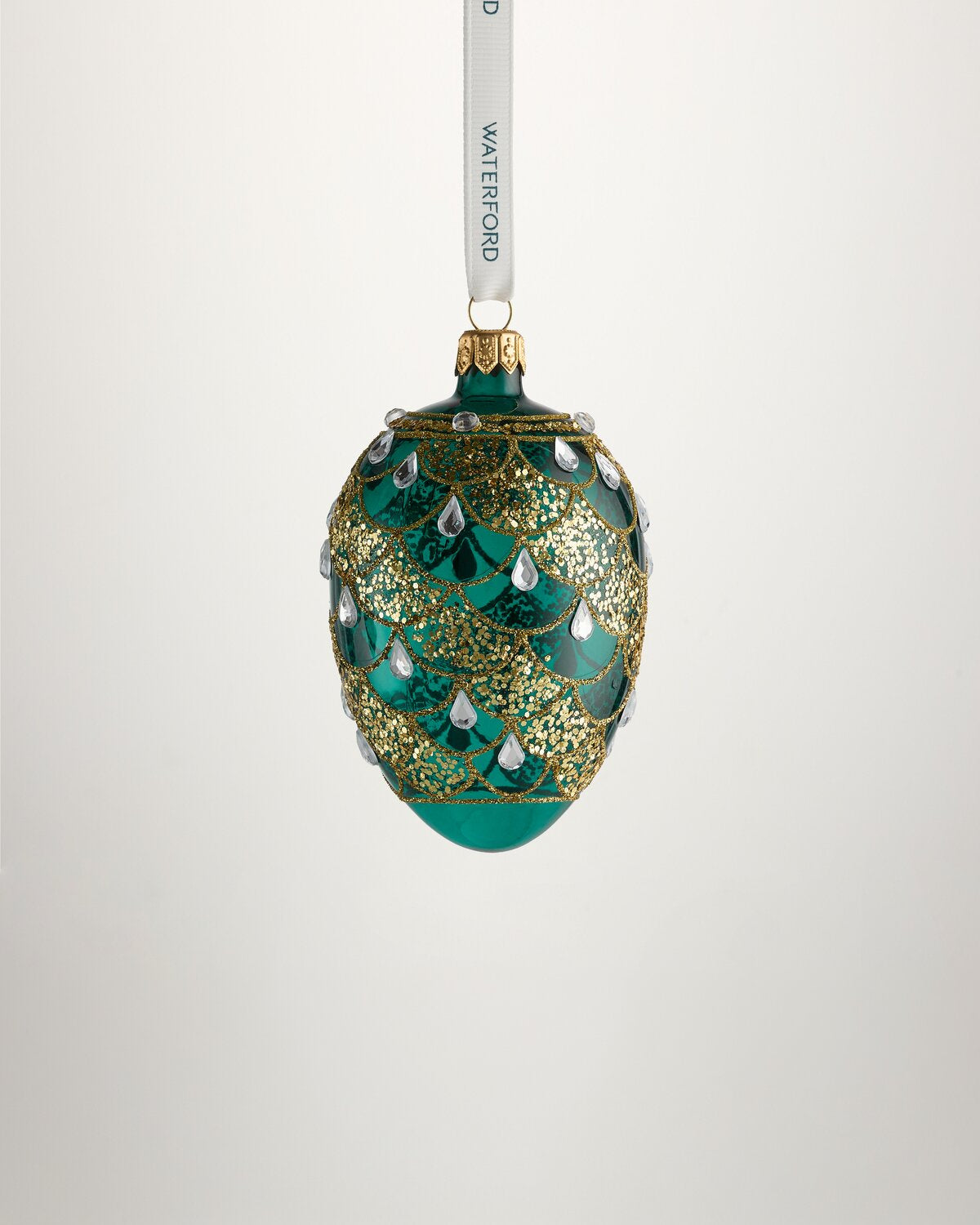 Christmas Holiday Heirlooms Green Gold Oval Ornament