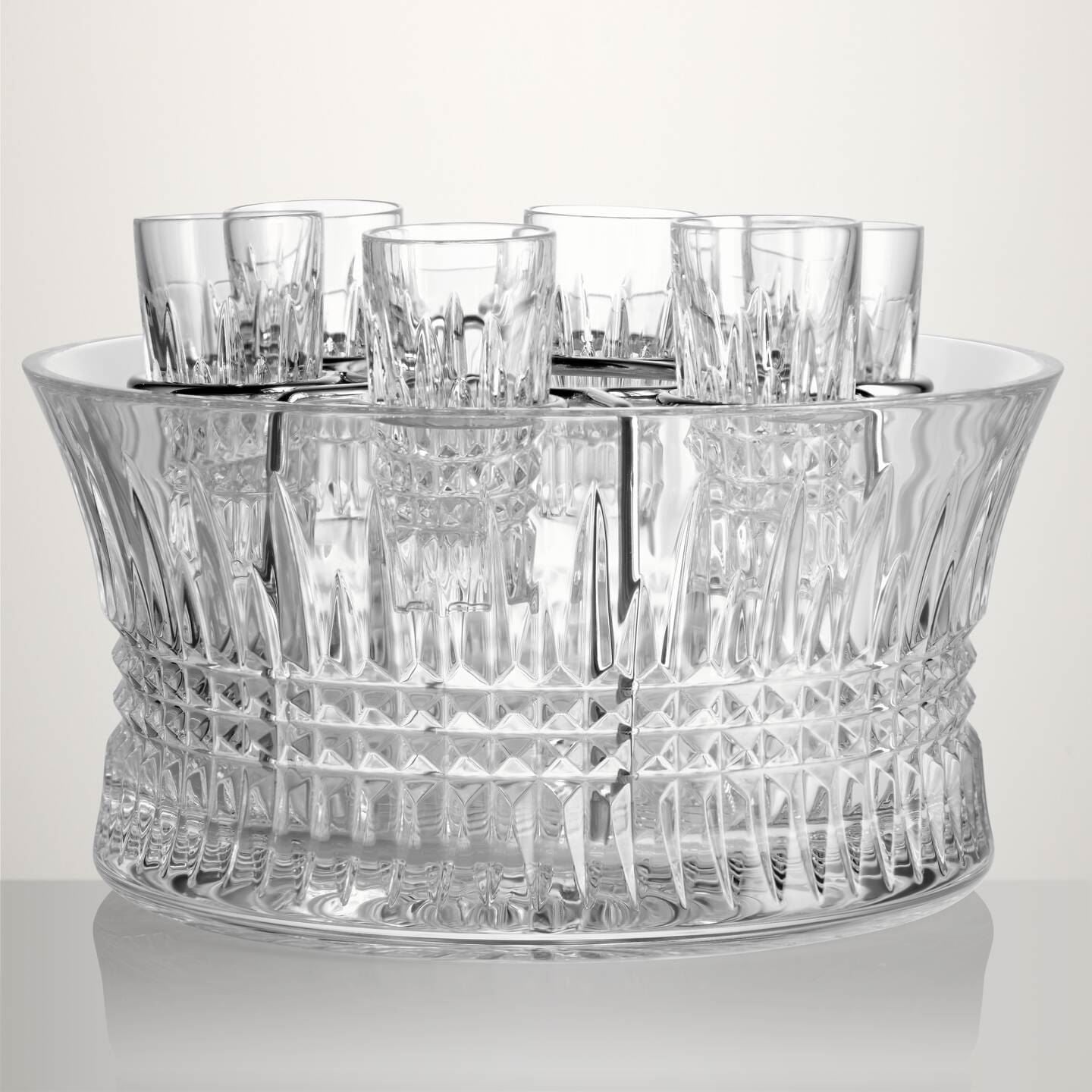 Waterford Waterford Lismore Diamond Vodka Set with Chill Bowl, Shot Glasses & Silver Insert Image